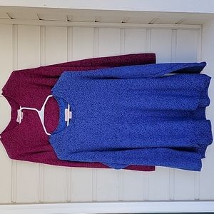 Soft Cotton 2 Sweaters XL size Magenta/Washed Denim colors
